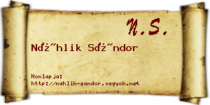 Náhlik Sándor névjegykártya