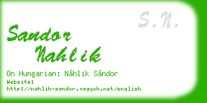 sandor nahlik business card