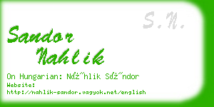 sandor nahlik business card